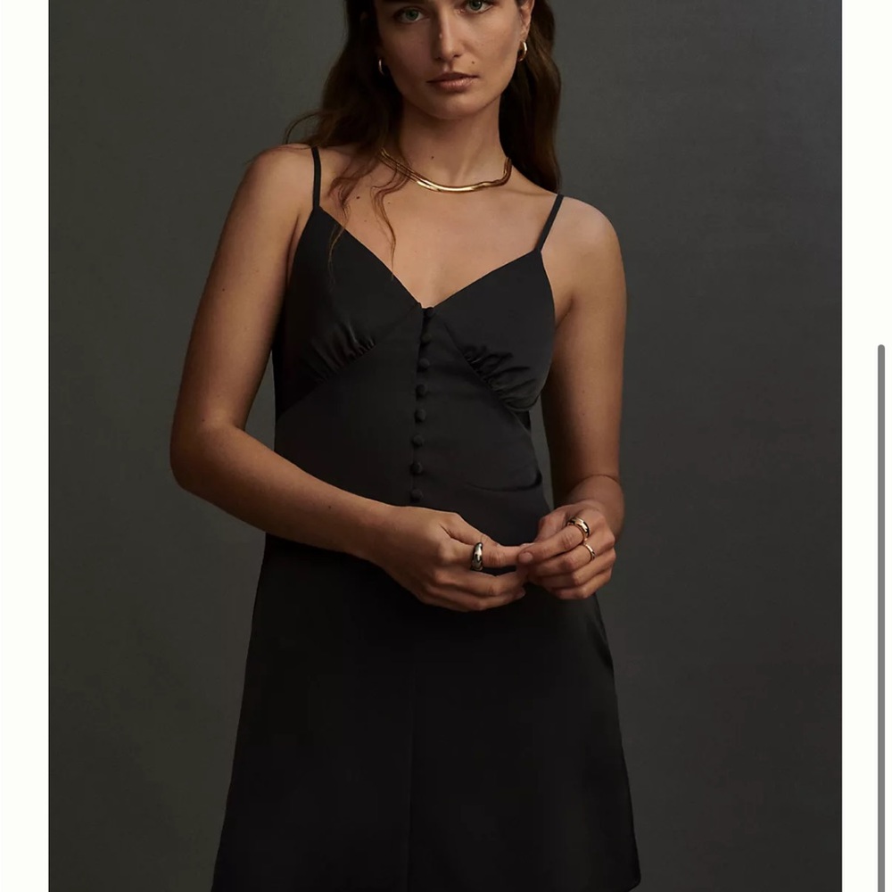 Mare Mare x Anthropologie Gray Satin Button Front Mini Dress Small Petite NWT